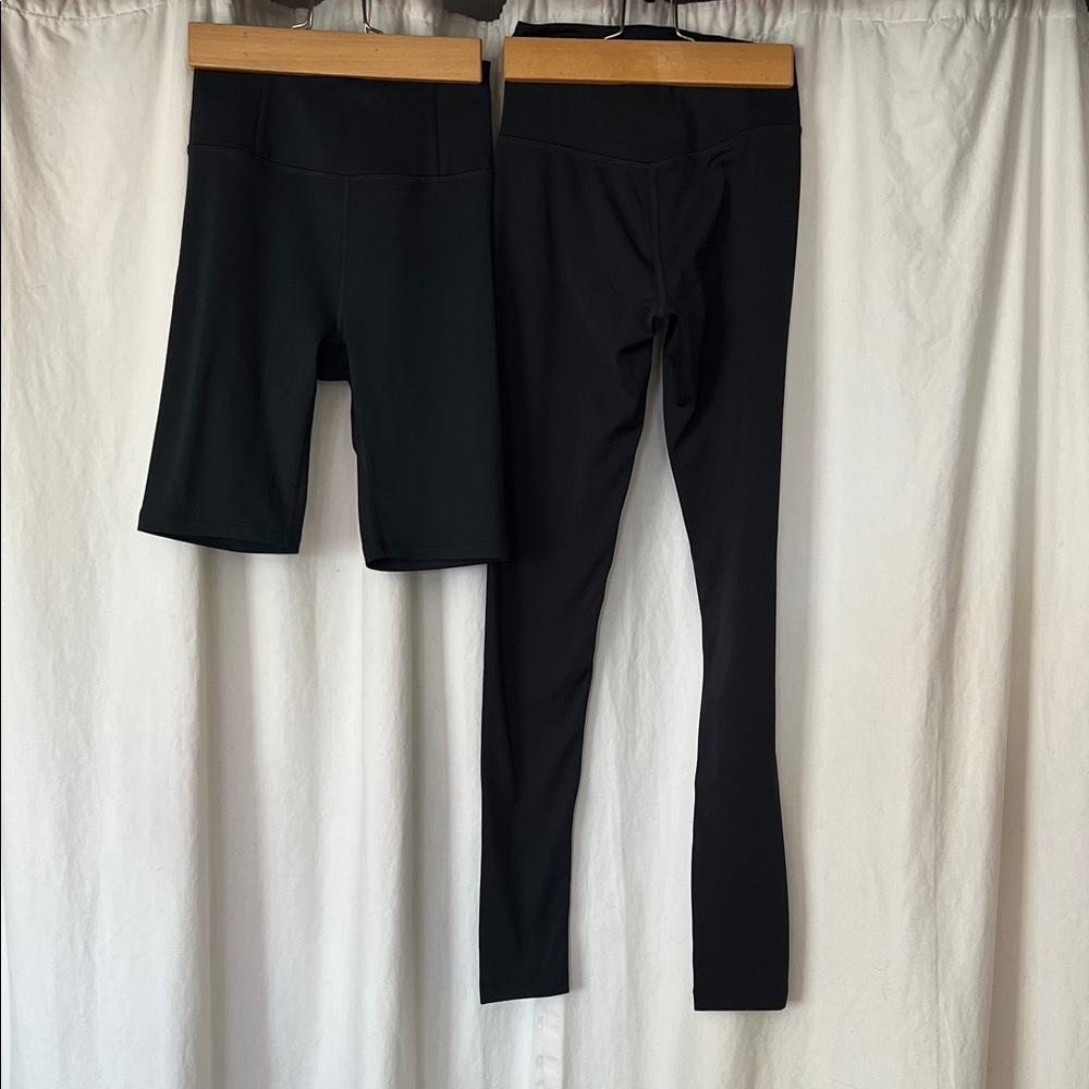 Girlfriend Collective Black Activewear Set 2 pair short & long XS
